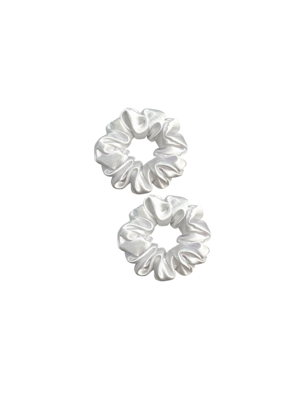 Set of 2 White Shiny Satin Scrunchies